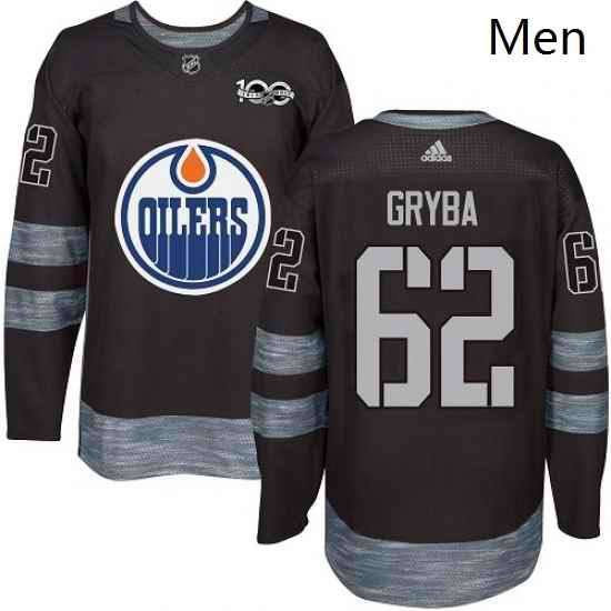 Mens Adidas Edmonton Oilers 62 Eric Gryba Authentic Black 1917 2017 100th Anniversary NHL Jersey